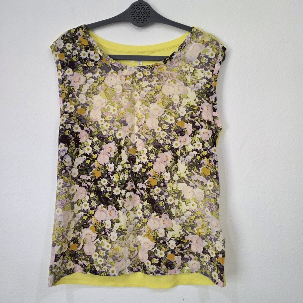 Madewell Women Pink Purple Floral Silk Pullover Tank Top Size Small